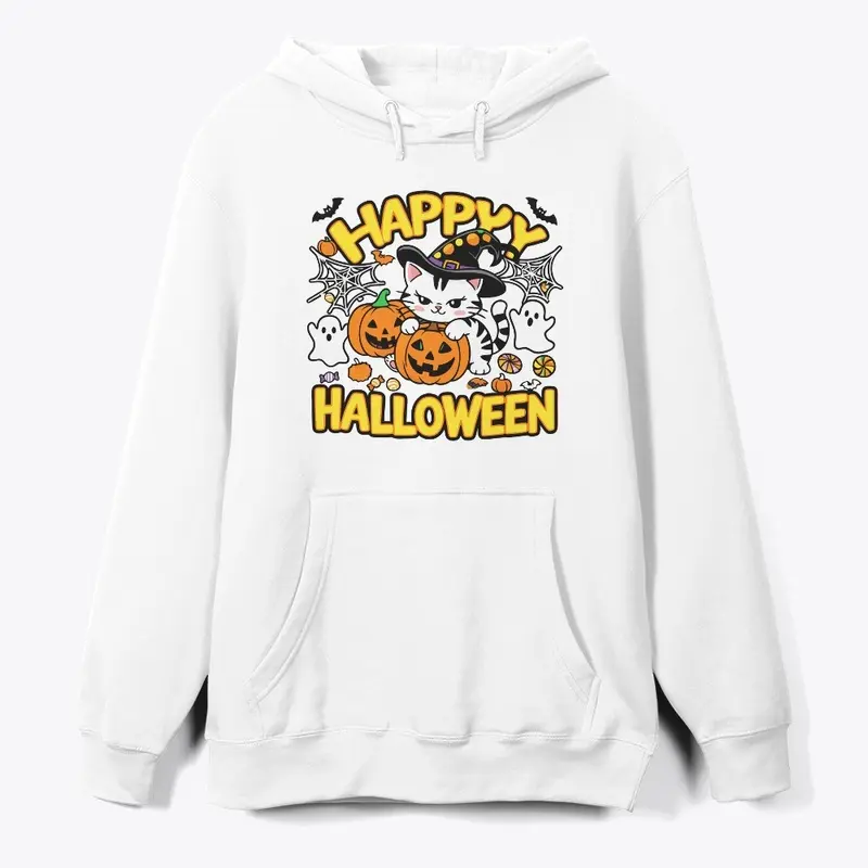 Spooky Happy Halloween Cat T-shirt