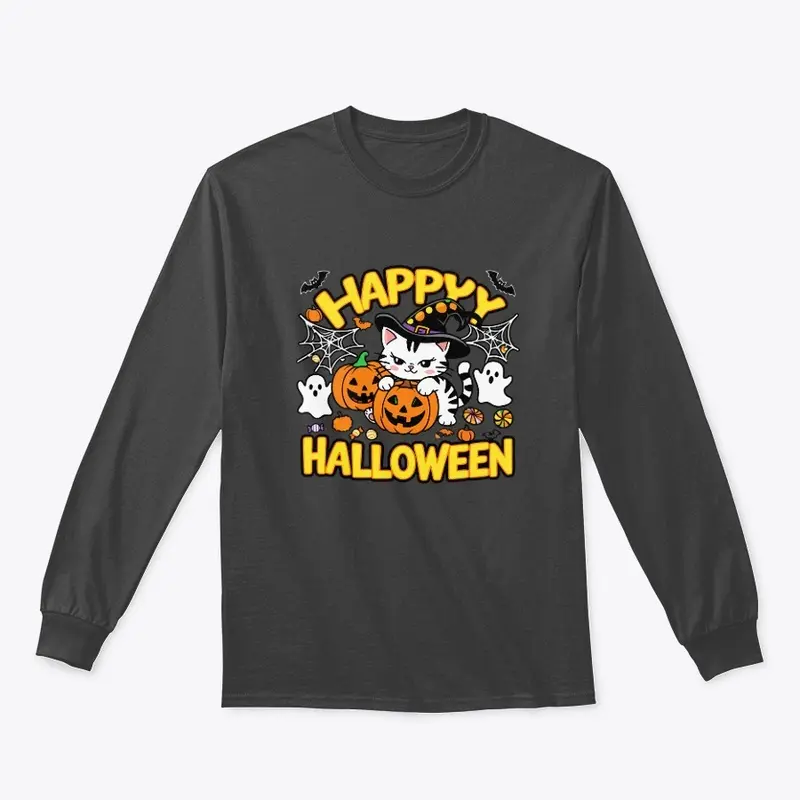 Spooky Happy Halloween Cat T-shirt