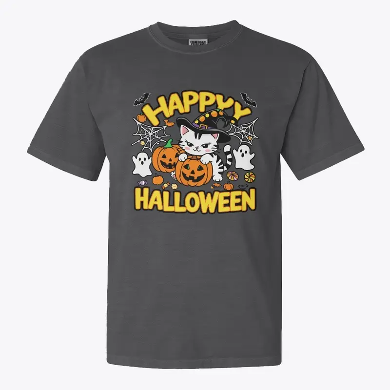 Spooky Happy Halloween Cat T-shirt