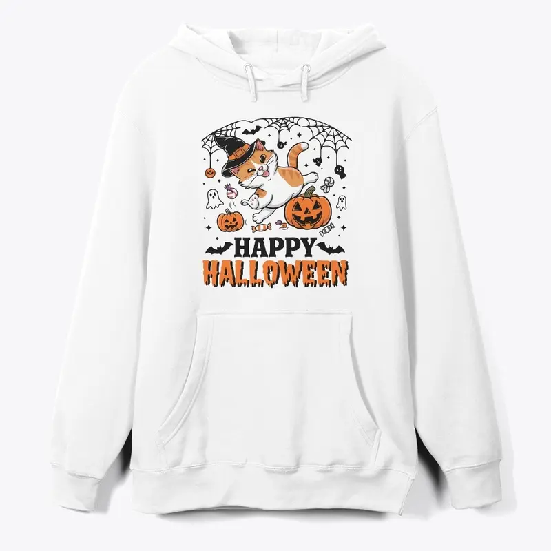 Spooky Happy Halloween Cat T-shirt 