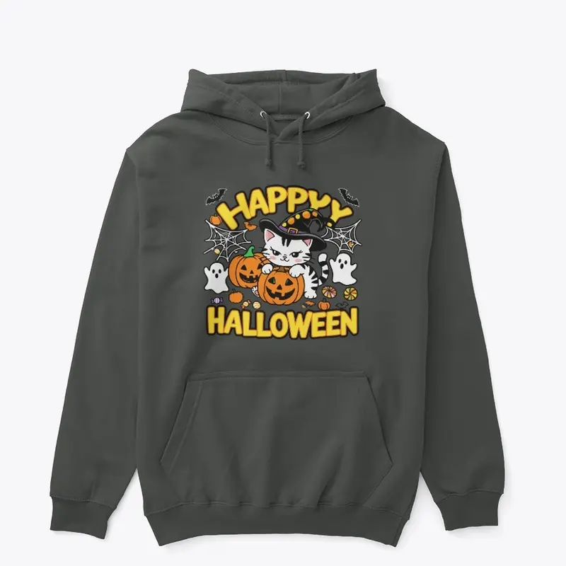 Spooky Happy Halloween Cat T-shirt