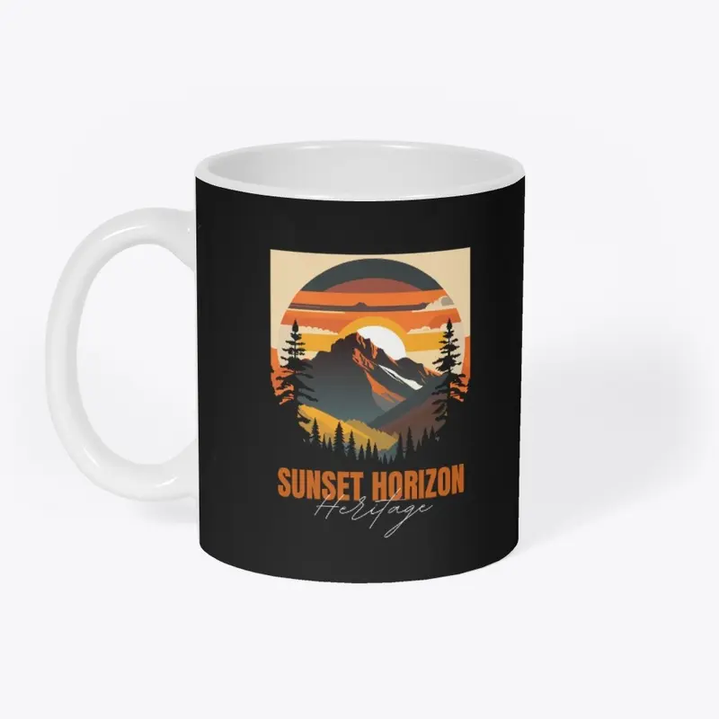 Mountain Illustration T-shirt Sunset 