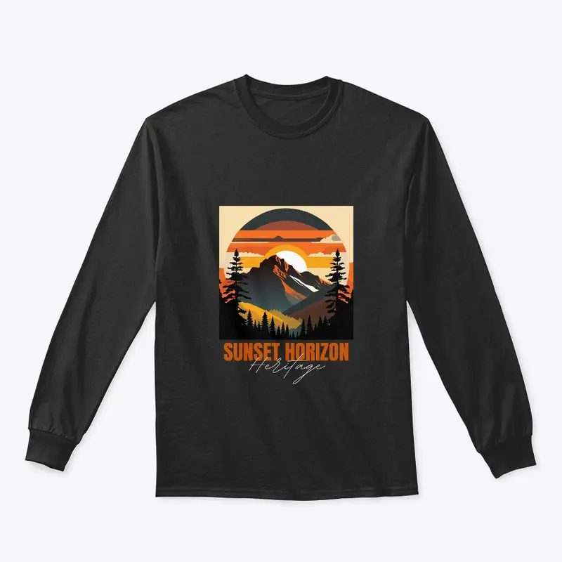 Mountain Illustration T-shirt Sunset 