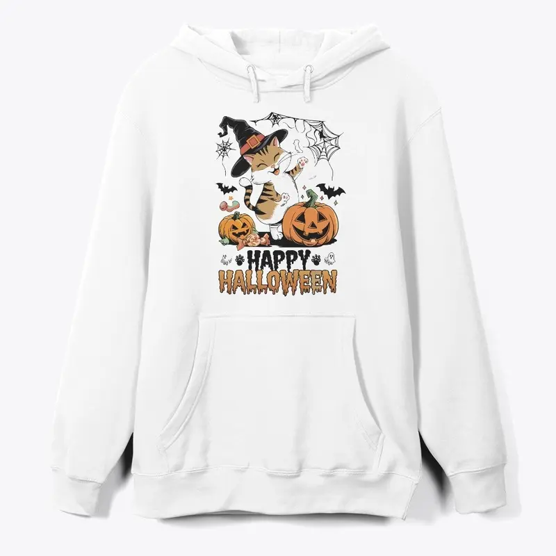 Spooky Happy Halloween Cat T-shirt 