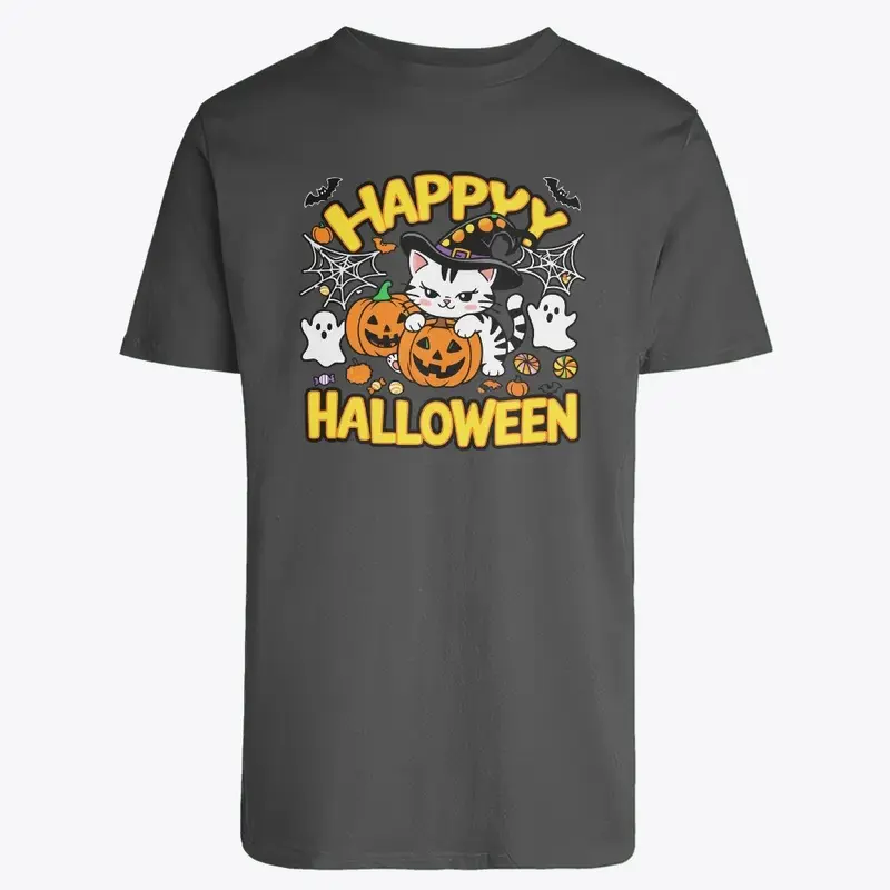 Spooky Happy Halloween Cat T-shirt