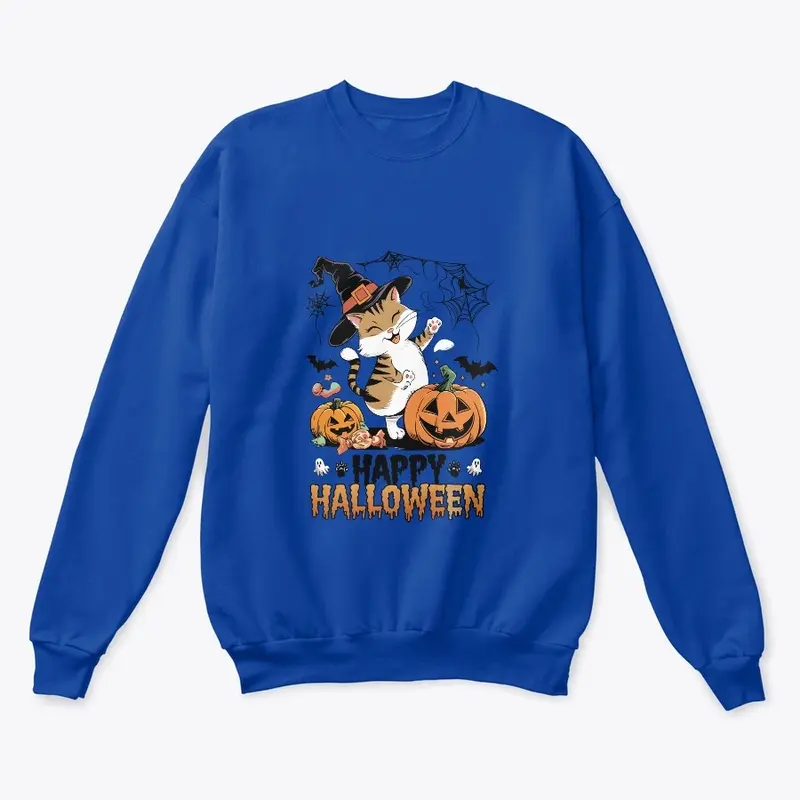 Spooky Happy Halloween Cat T-shirt 