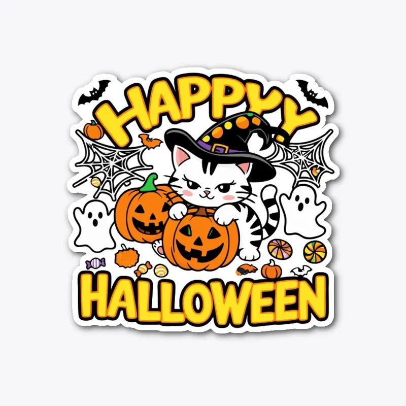 Spooky Happy Halloween Cat T-shirt