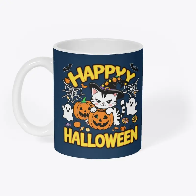 Spooky Happy Halloween Cat T-shirt