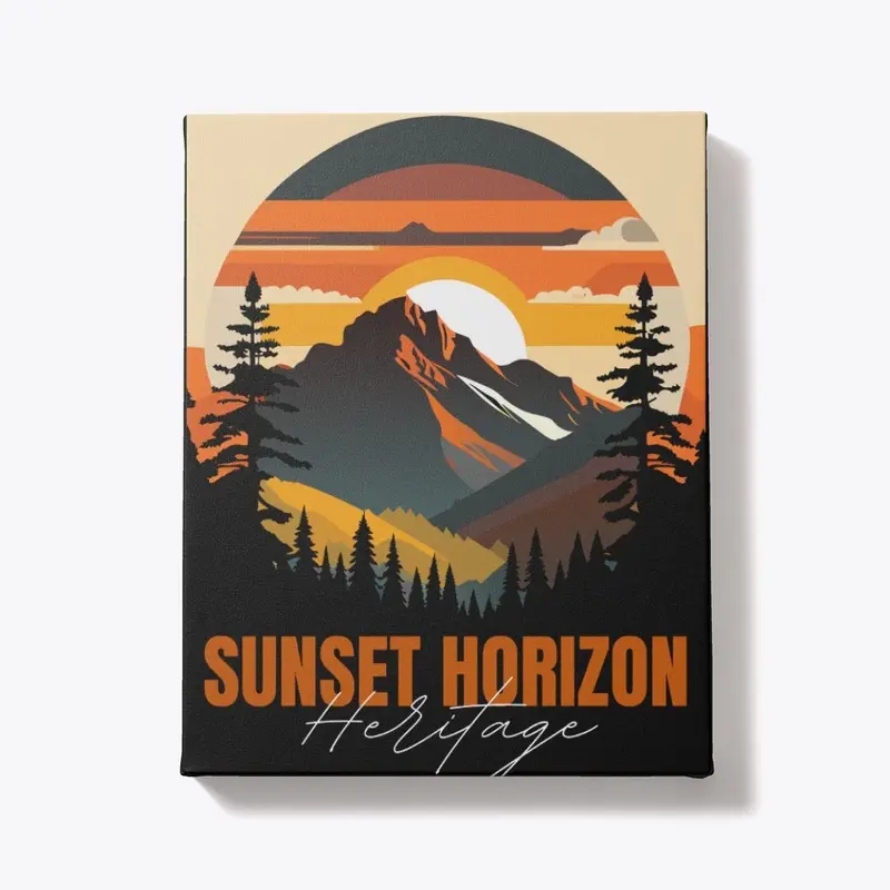 Mountain Illustration T-shirt Sunset 