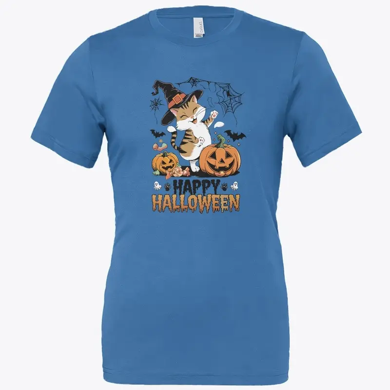 Spooky Happy Halloween Cat T-shirt 