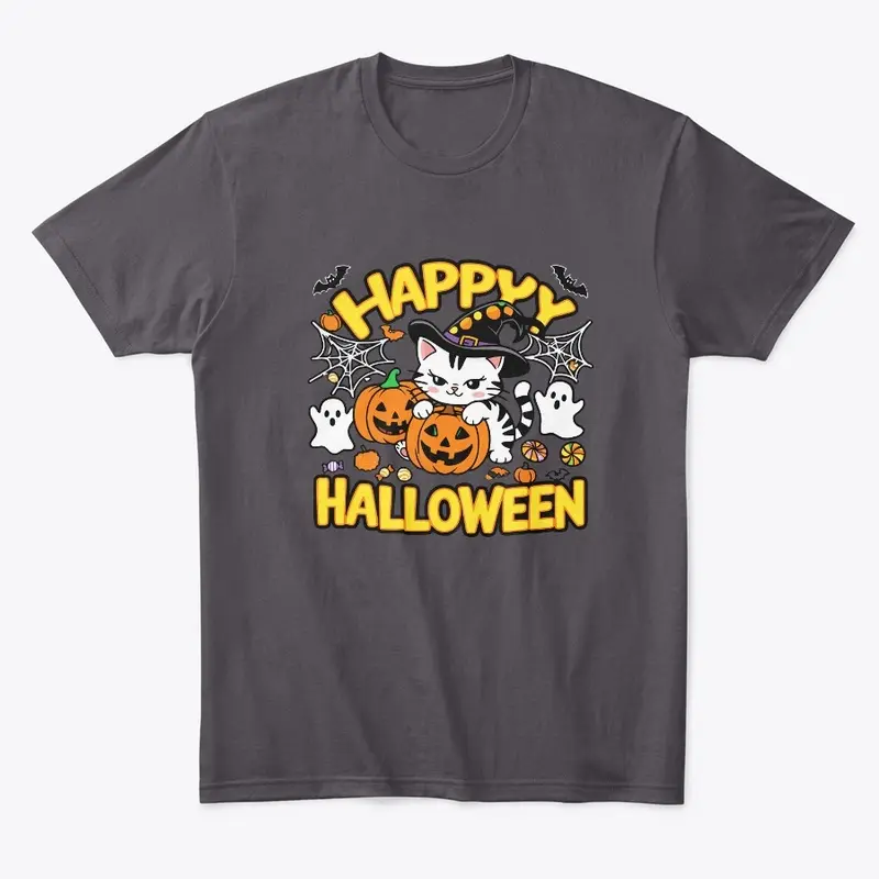 Spooky Happy Halloween Cat T-shirt