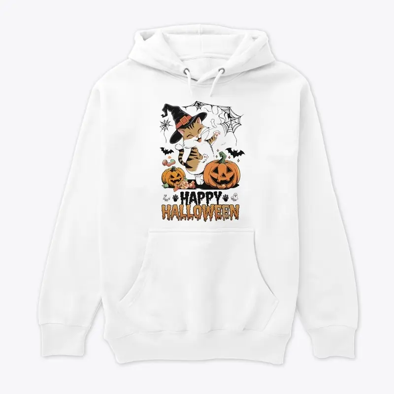 Spooky Happy Halloween Cat T-shirt 