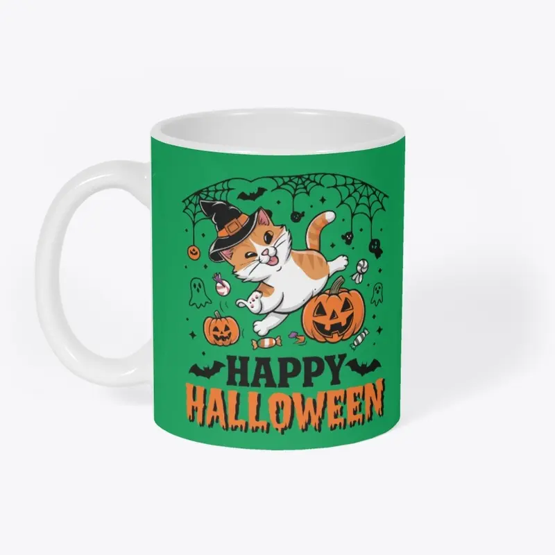 Spooky Happy Halloween Cat T-shirt 