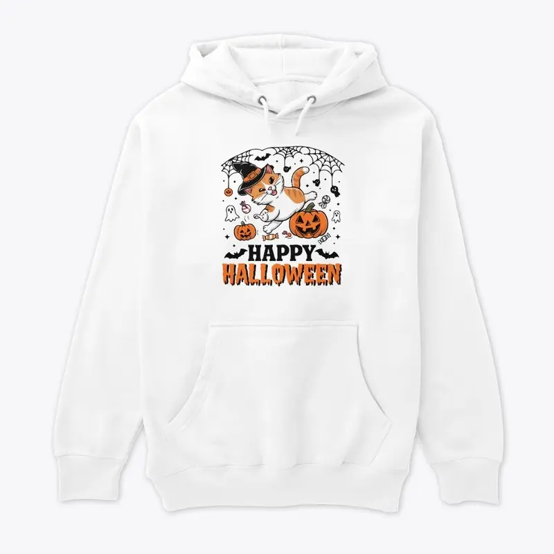 Spooky Happy Halloween Cat T-shirt 