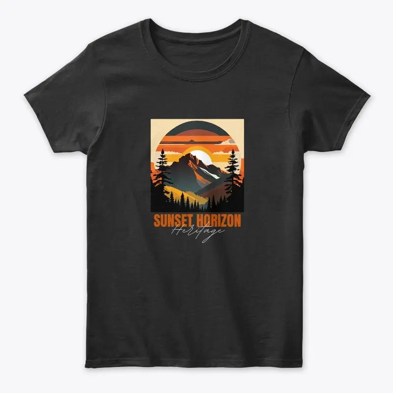 Mountain Illustration T-shirt Sunset 