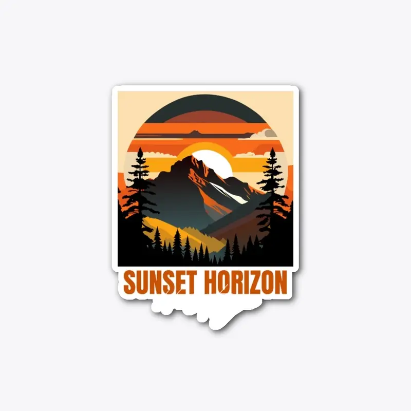 Mountain Illustration T-shirt Sunset 