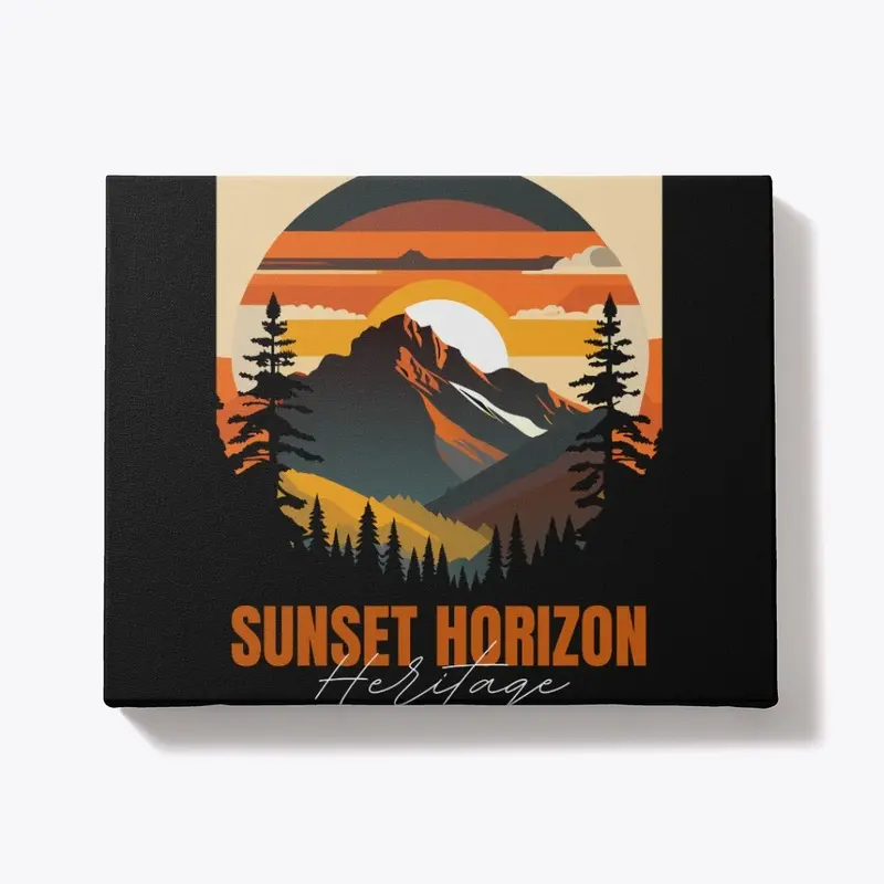 Mountain Illustration T-shirt Sunset 